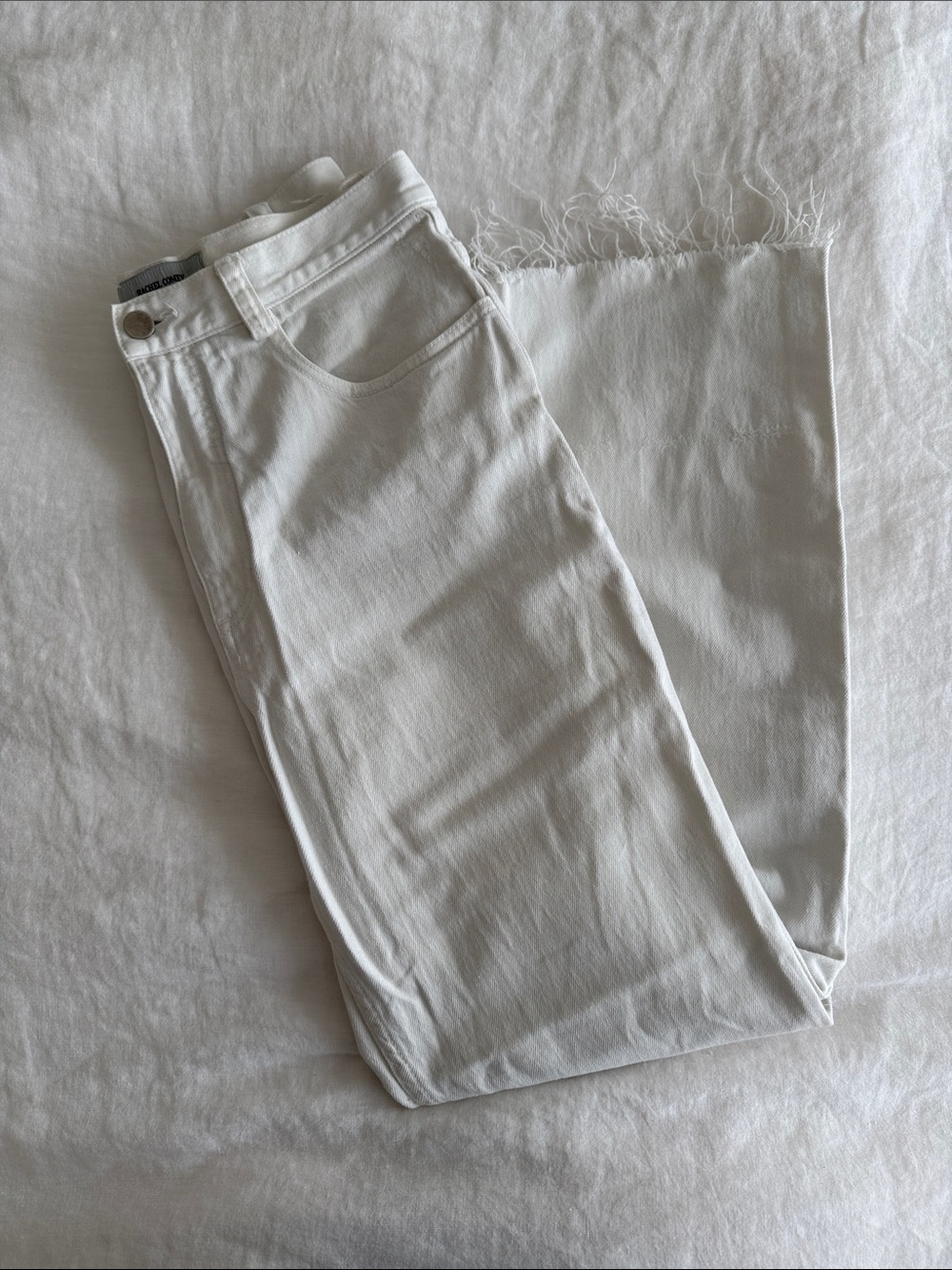 Rachel Comey White Frayed Hem Wide-Leg Jeans